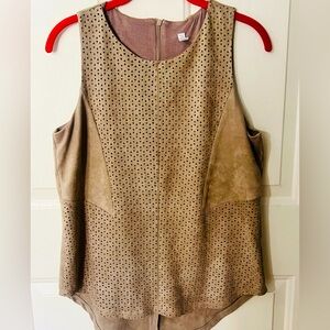 Lapis faux suede sleeveless blouse  Beige/Tan women’s size M